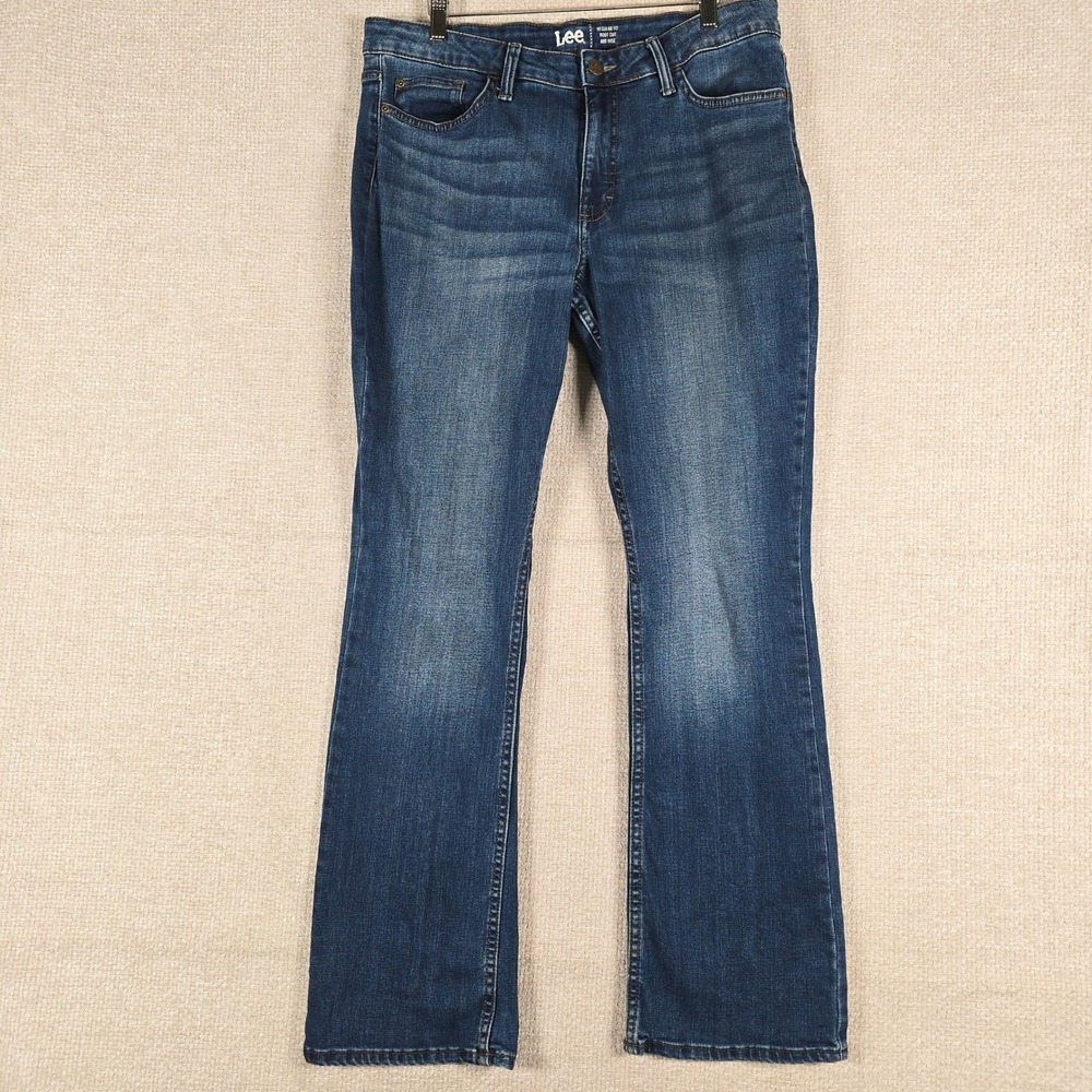 Lee Womens Regular Fit Bootcut Jeans Blue Mid Rise Denim 1CMBEW7 Size 14‎ M
